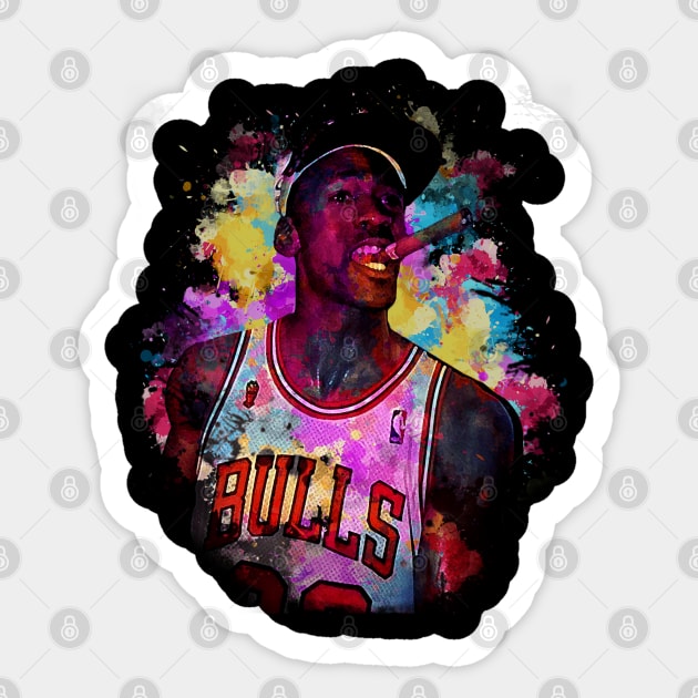 Micheal Jordan Smoke - Watercolor Illustration Sticker by Punyaomyule